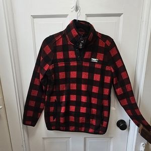 LL Bean buffalo plaid pullover fleece size small